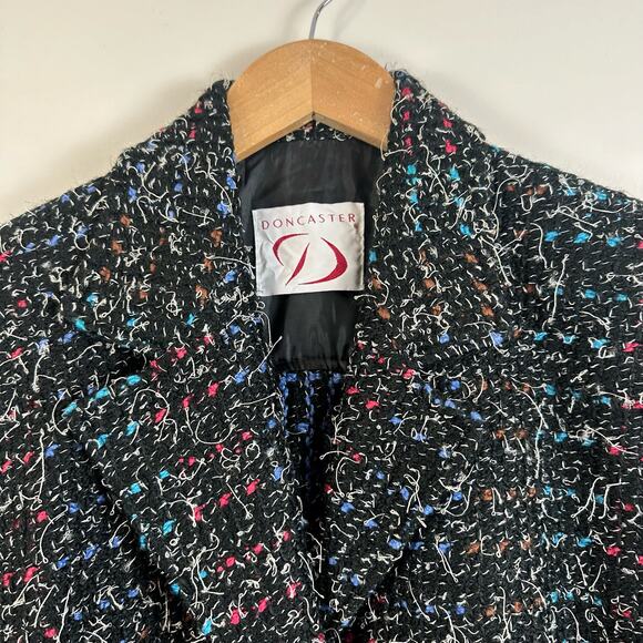 Doncaster Vintage 80s Black Textured Confetti Sweater Jacket Blazer Cardigan 4 S - Picture 5 of 10